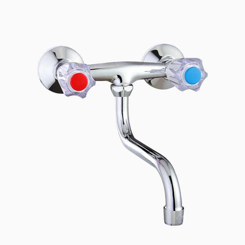 Wall-mounted sink mixer with S spout