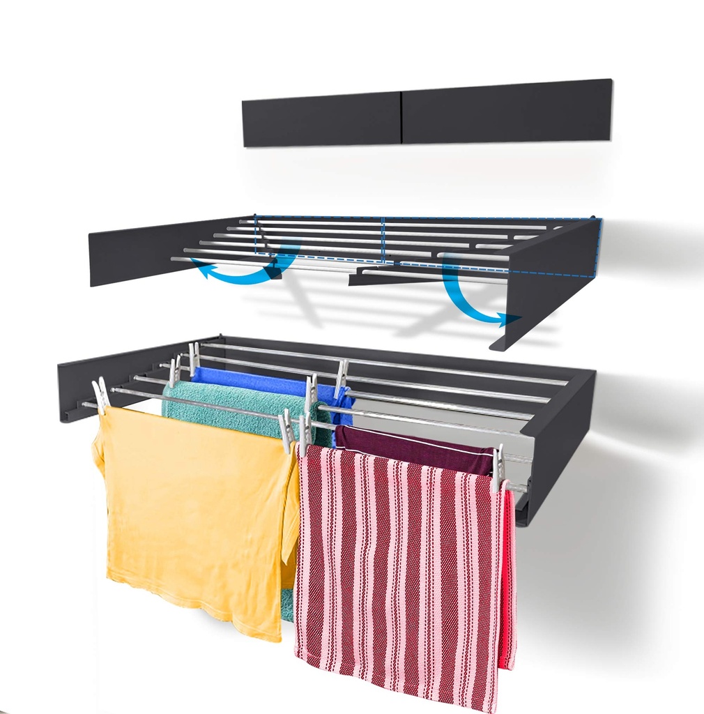 Sèche Linge Pliant Noir 80cm