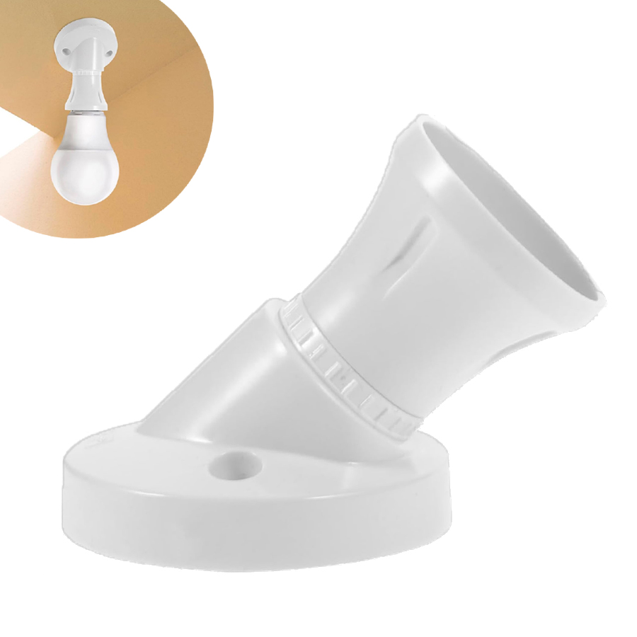 White Angle Lamp Holder with Rosette